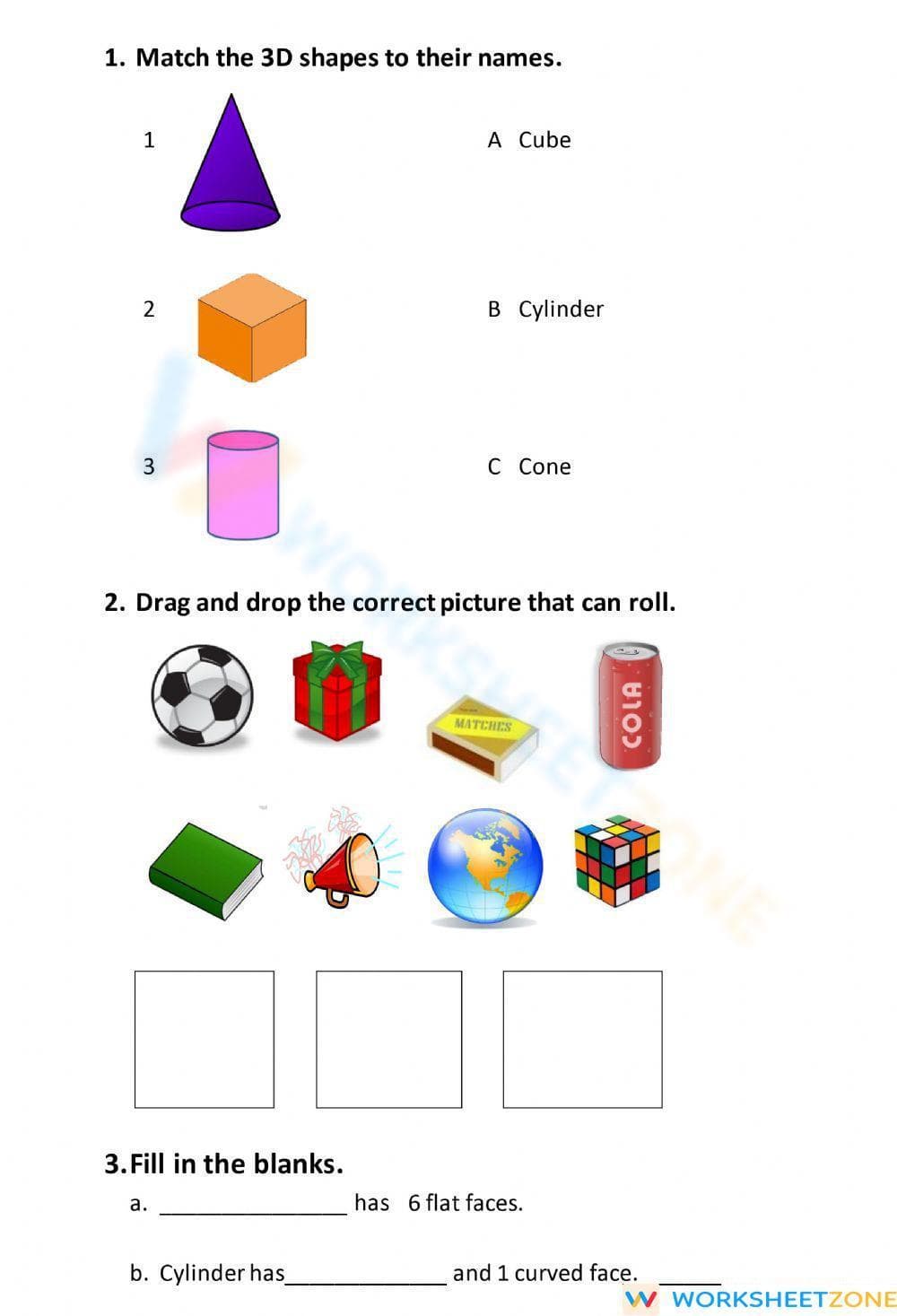 Exploring 3D Shapes Worksheet - Page 1
