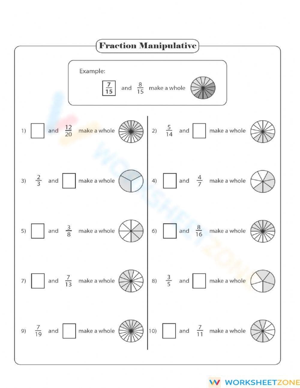 Understanding Fractions Worksheet - Page 1