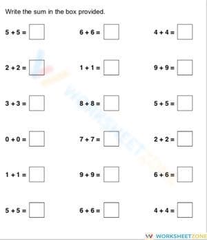 Doubles Addition Worksheet: Practice Adding