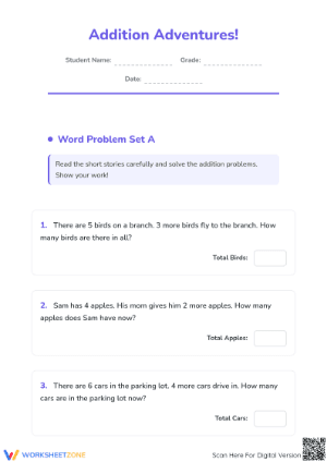 Printable Addition Word Problems | Grade 2 Math