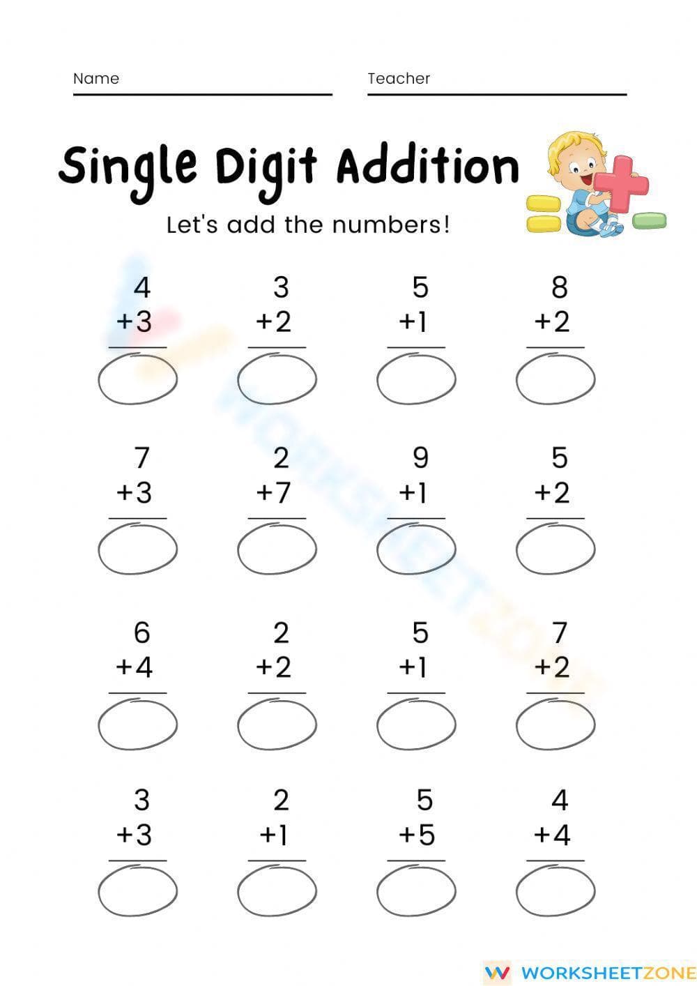 Build Math Confidence with This Single-Digit Addition Sheet - Page 1