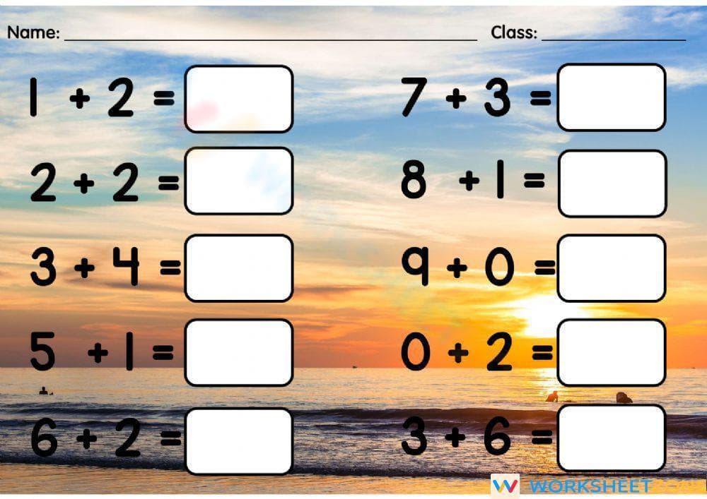 Basic Addition Facts Worksheet - Page 1