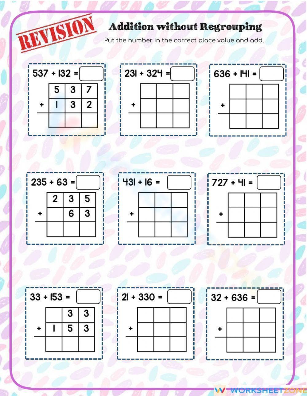 Addition Practice Worksheet for All Levels - Page 1