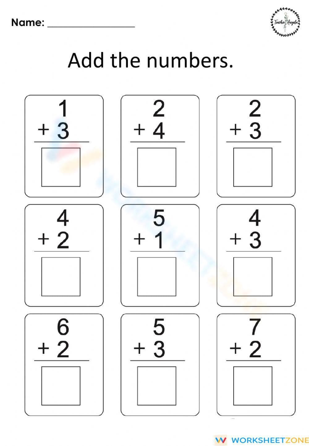 Basic Addition Practice for Numbers Within 10 - Page 1