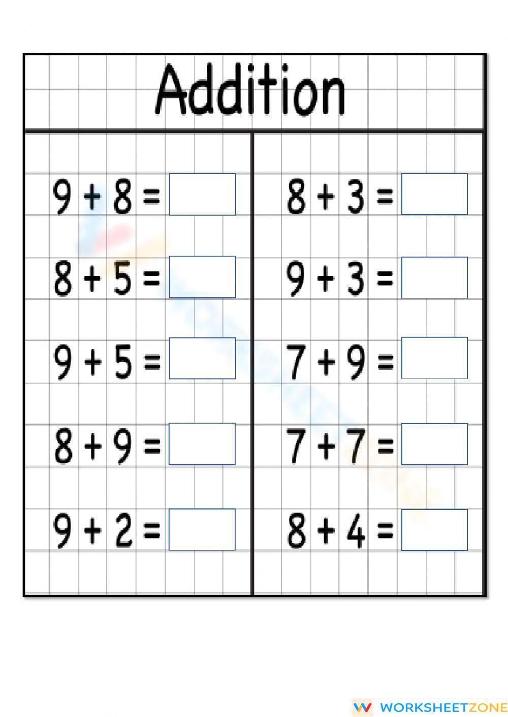 Grid-Based Double-Digit Addition - Page 1