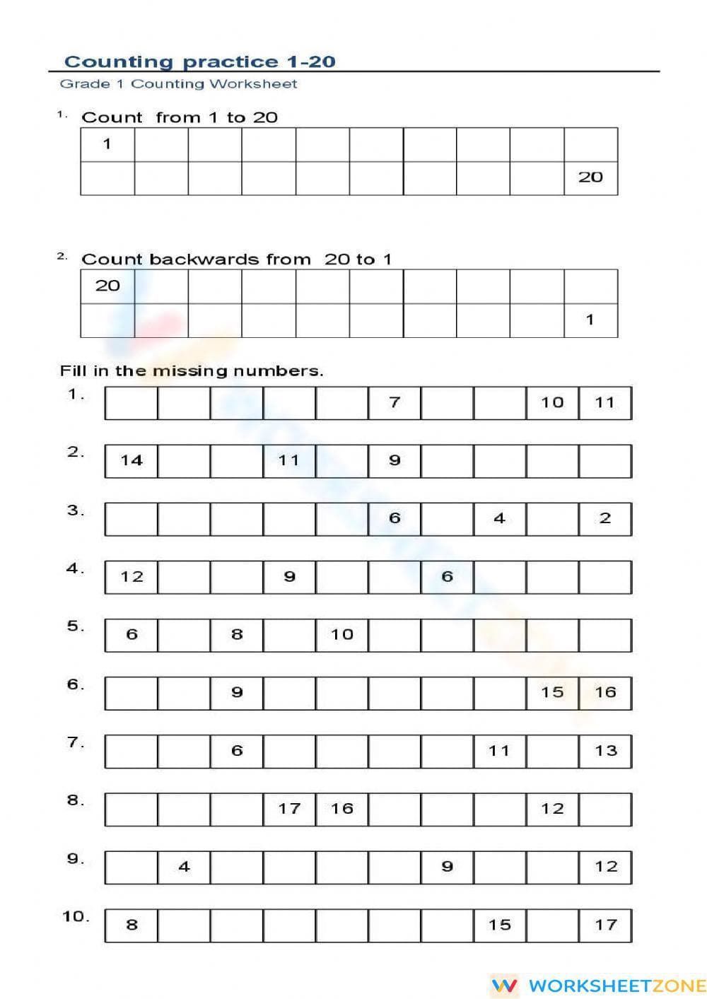 Math Practice Worksheet for Students - Page 1