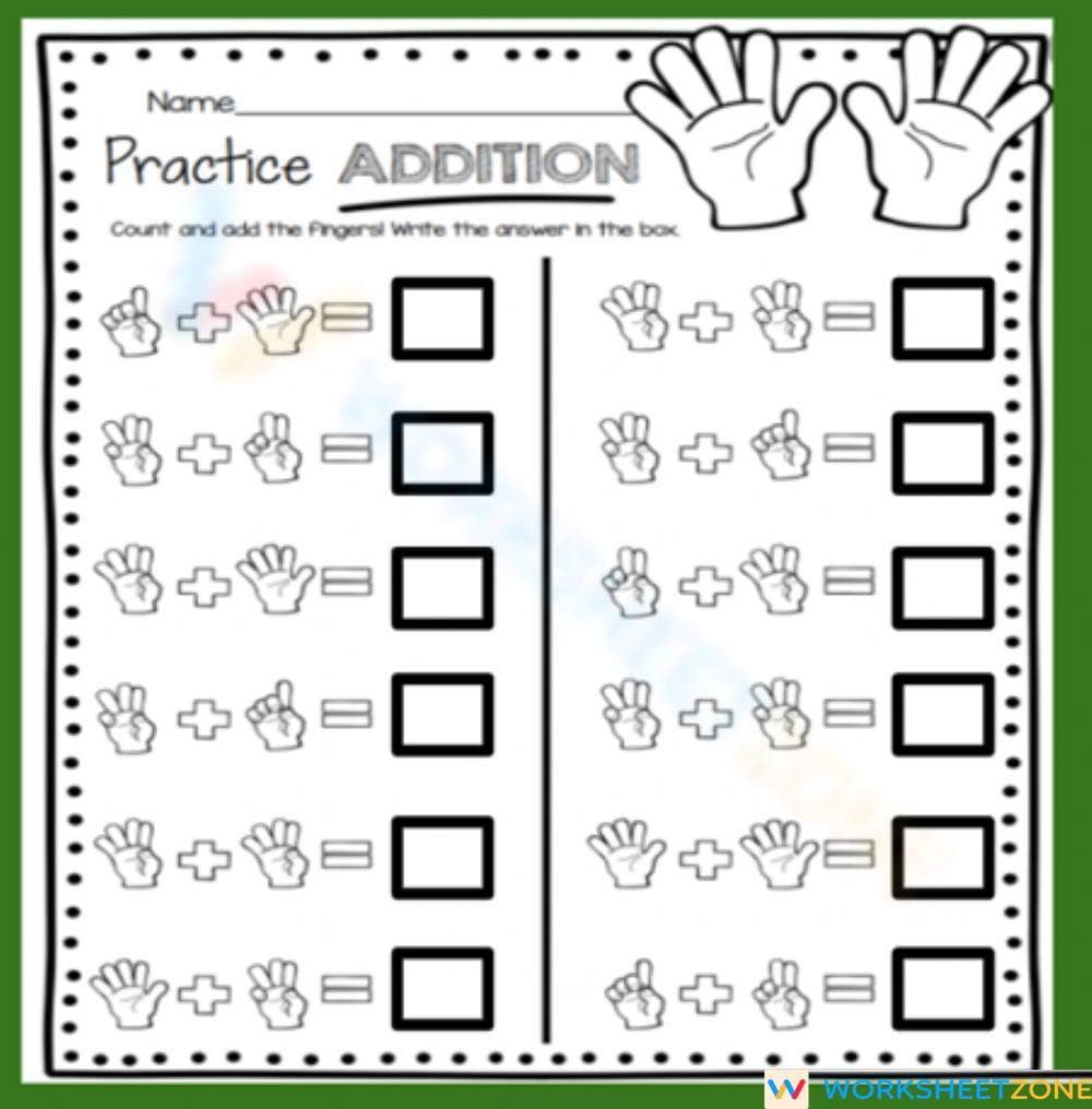 Hands-On Math: Finger Counting Addition - Page 1