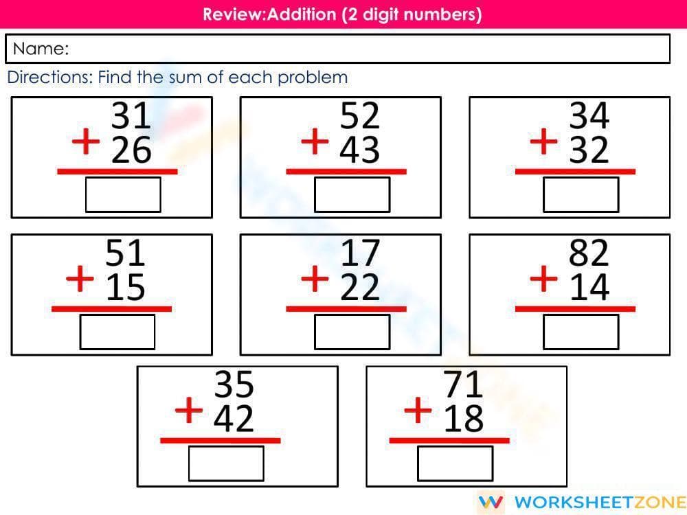 Comprehensive Math Review Worksheet - Page 1