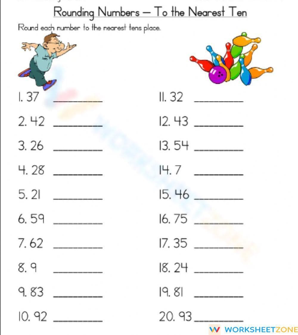 Practice Rounding Numbers Worksheet - Page 1