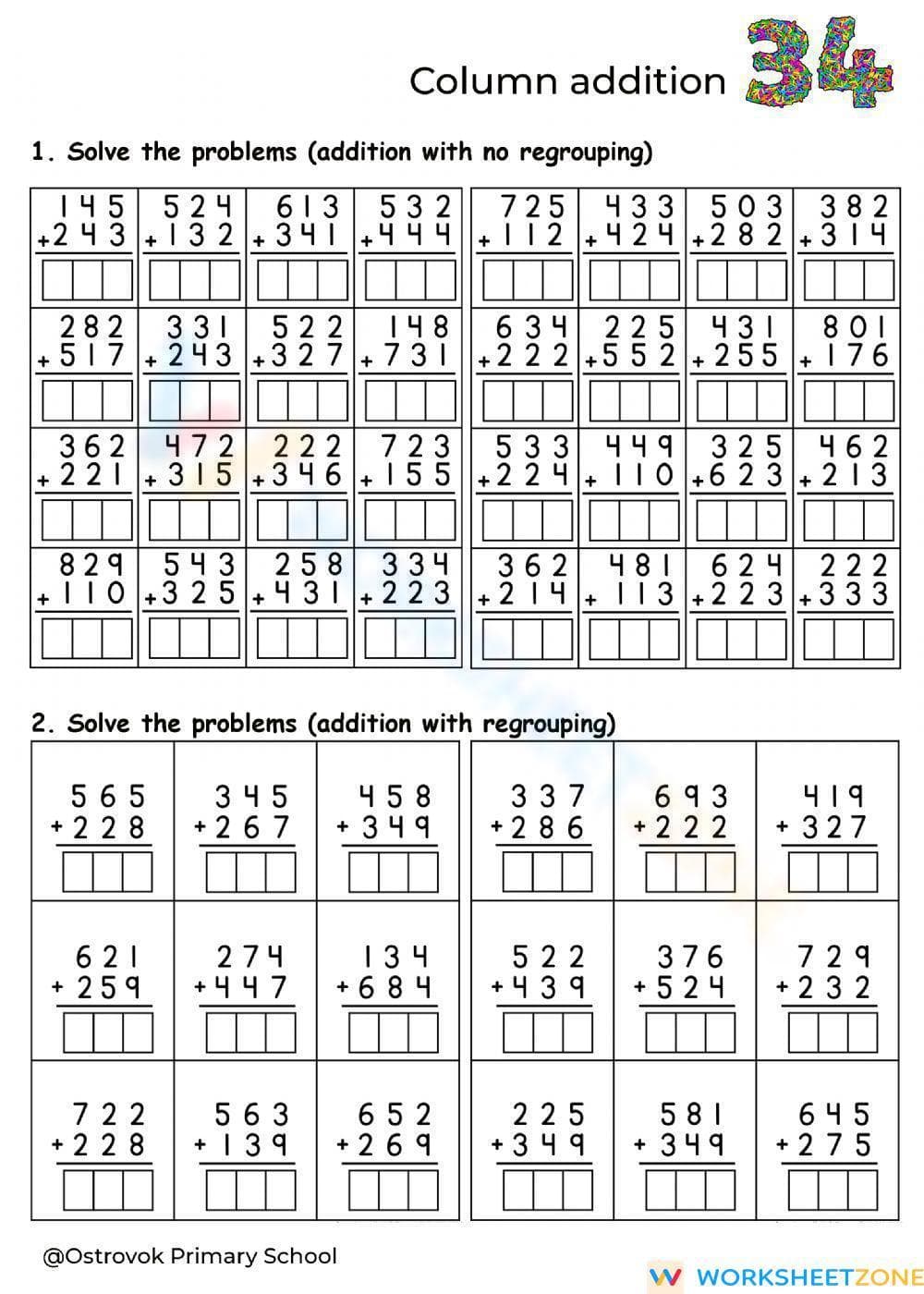 Grade 3 Math Practice Worksheet - Page 1