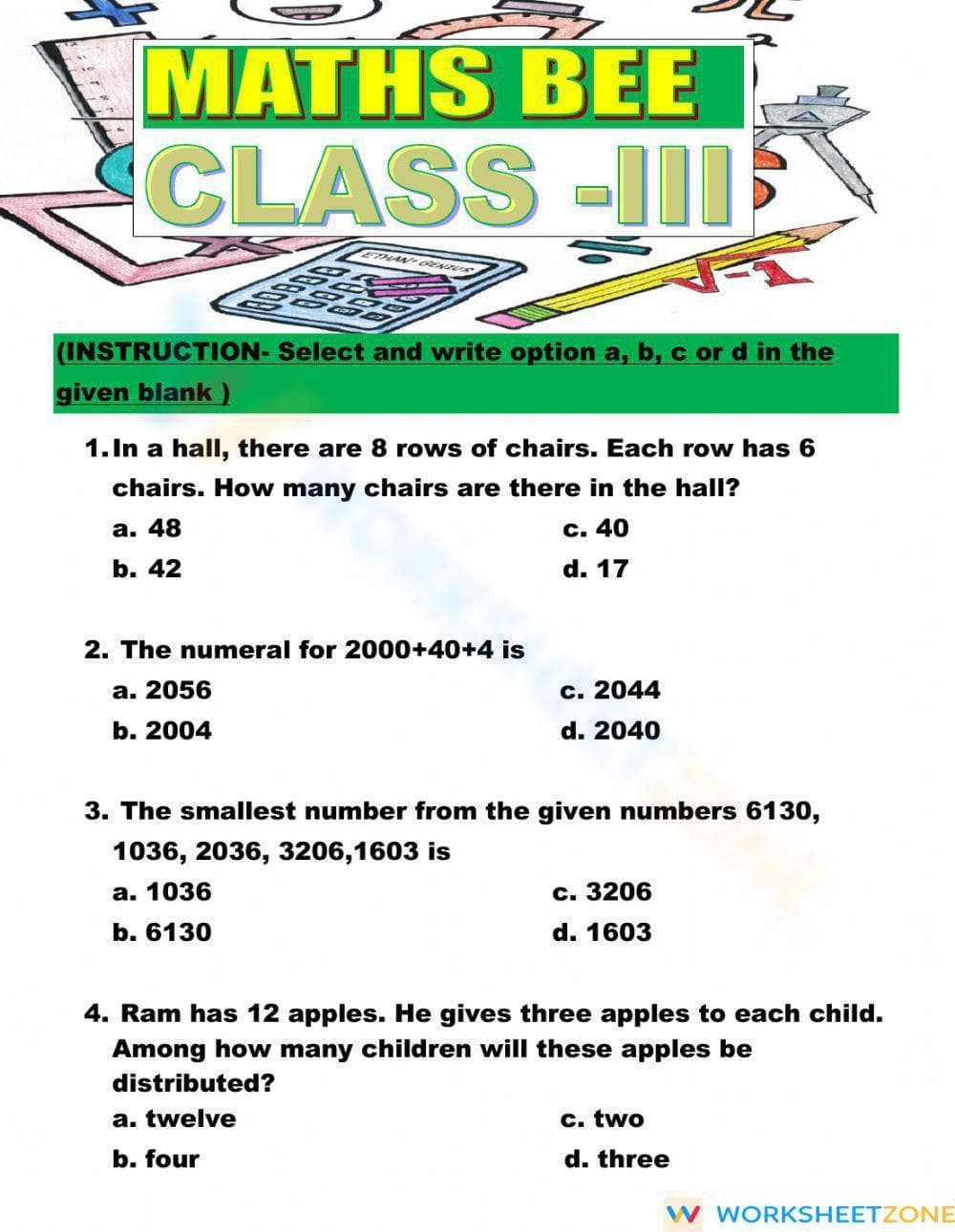 Math Practice Worksheet for Skills Enhancement - Page 1