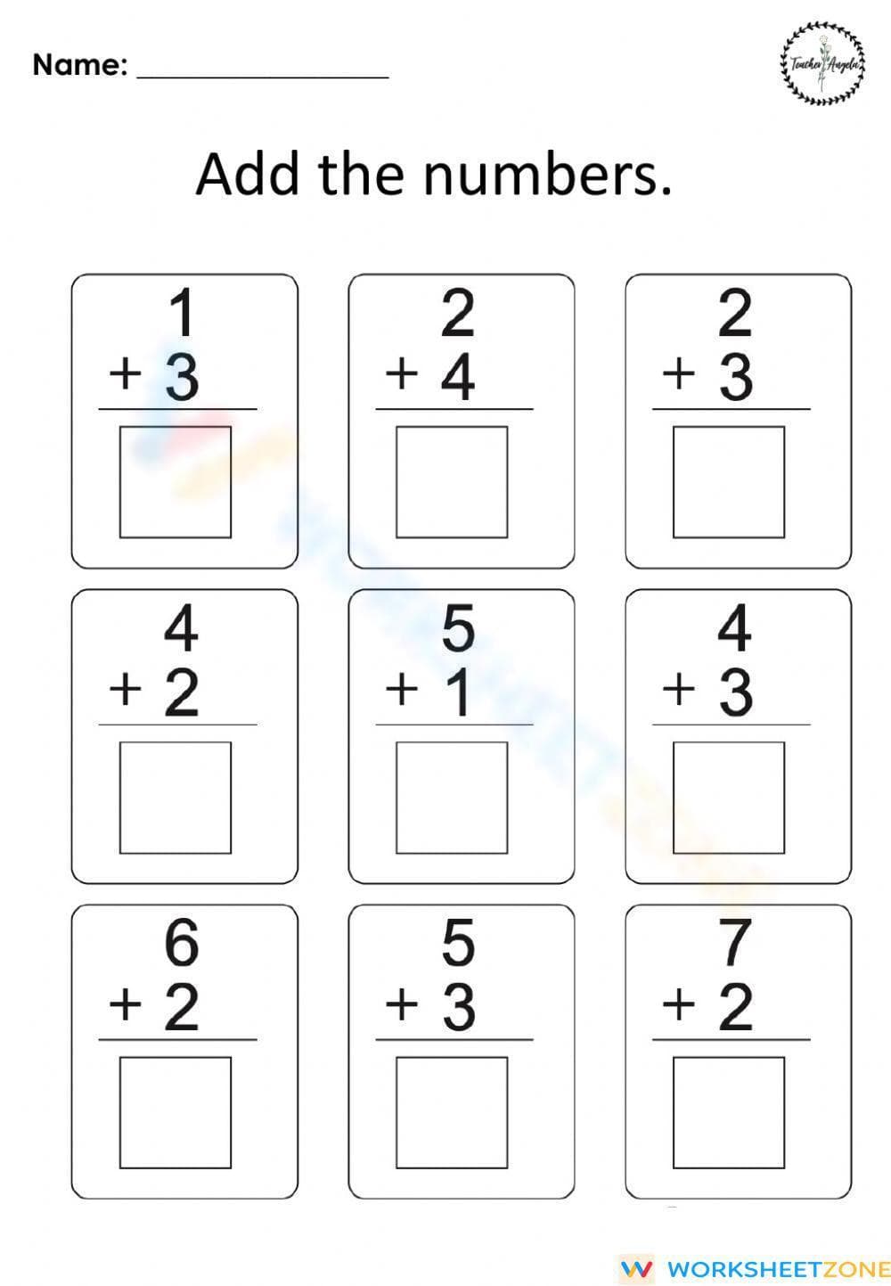 Worksheet for Kids – Add Numbers Up to 10 - Page 1