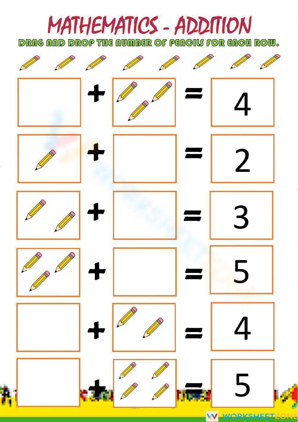 Adding Numbers 1-5: Practice Worksheet - Page 1