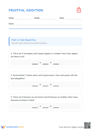 Grade 1 Addition Word Problems — Printable No-Prep Worksheet