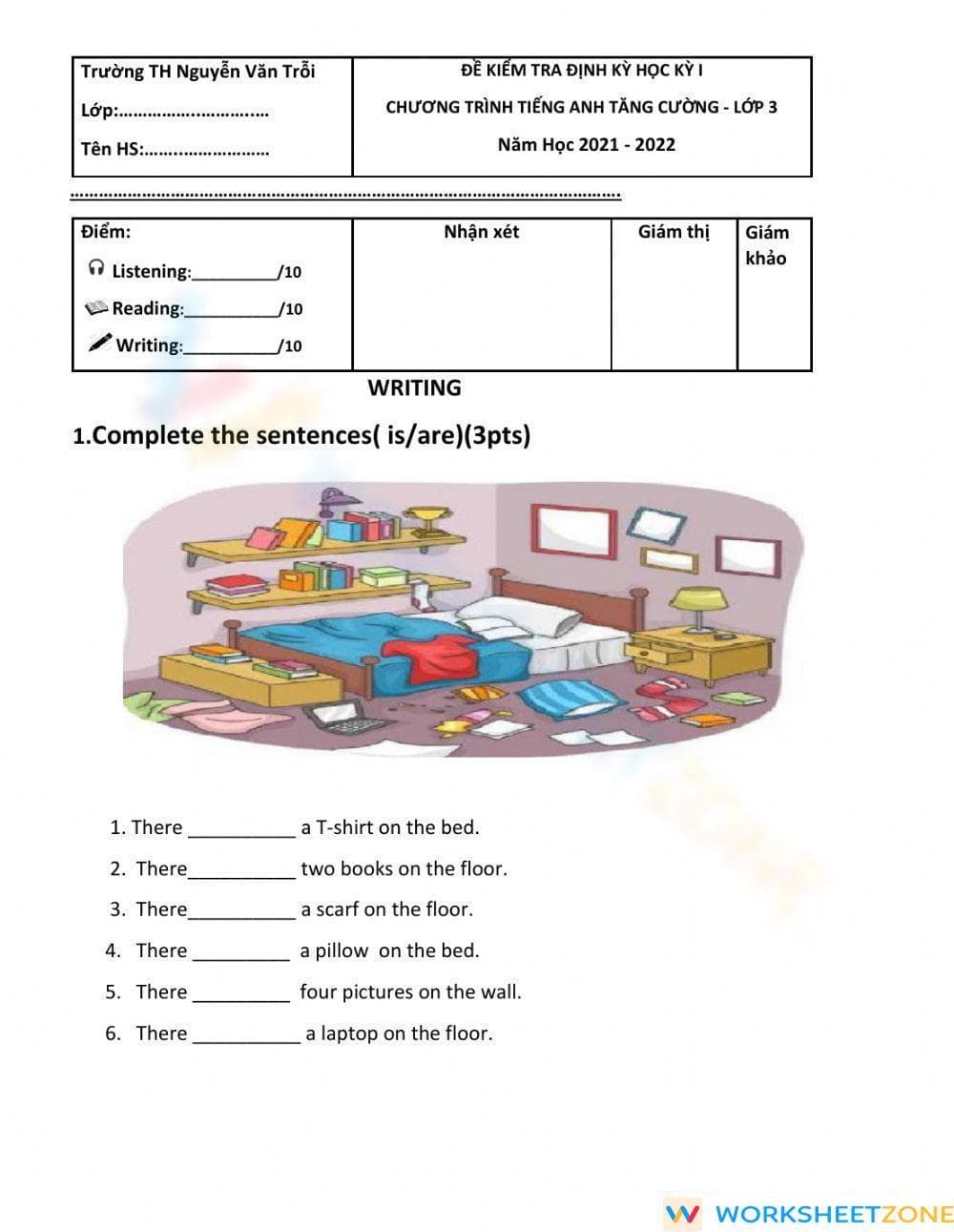 English Test Worksheet: Grammar, Vocabulary & Writing - Page 1