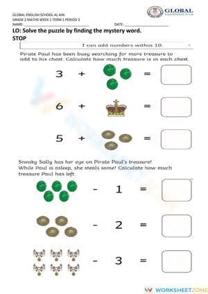 Stop Drop and Roll Addition and Subtraction Mystery Puzzle