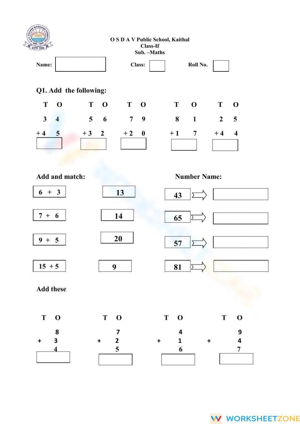 Addition Skills Practice: Improve Now - Page 1