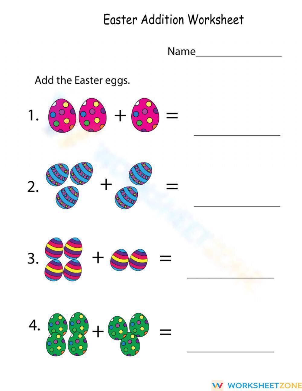 Easter Egg Counting and Addition Worksheet - Page 1