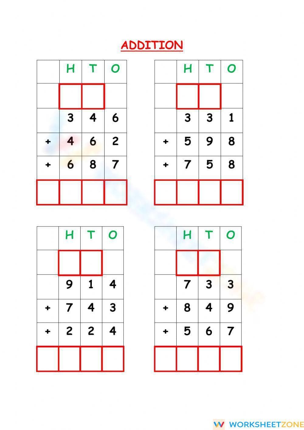 Addition Worksheet for Practice - Page 1
