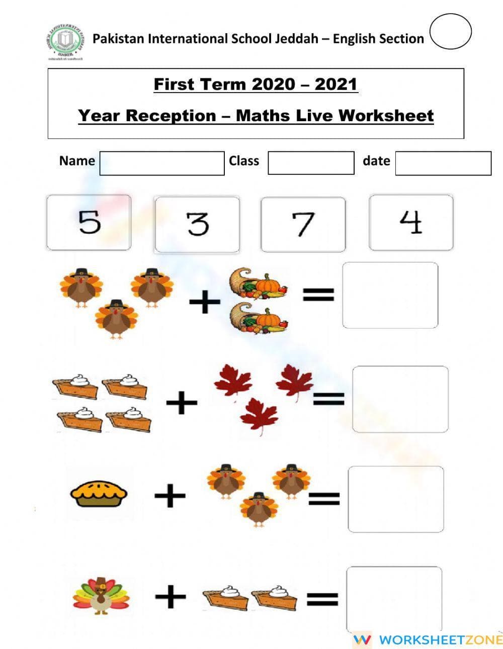 Addition Learning Worksheet - Page 1