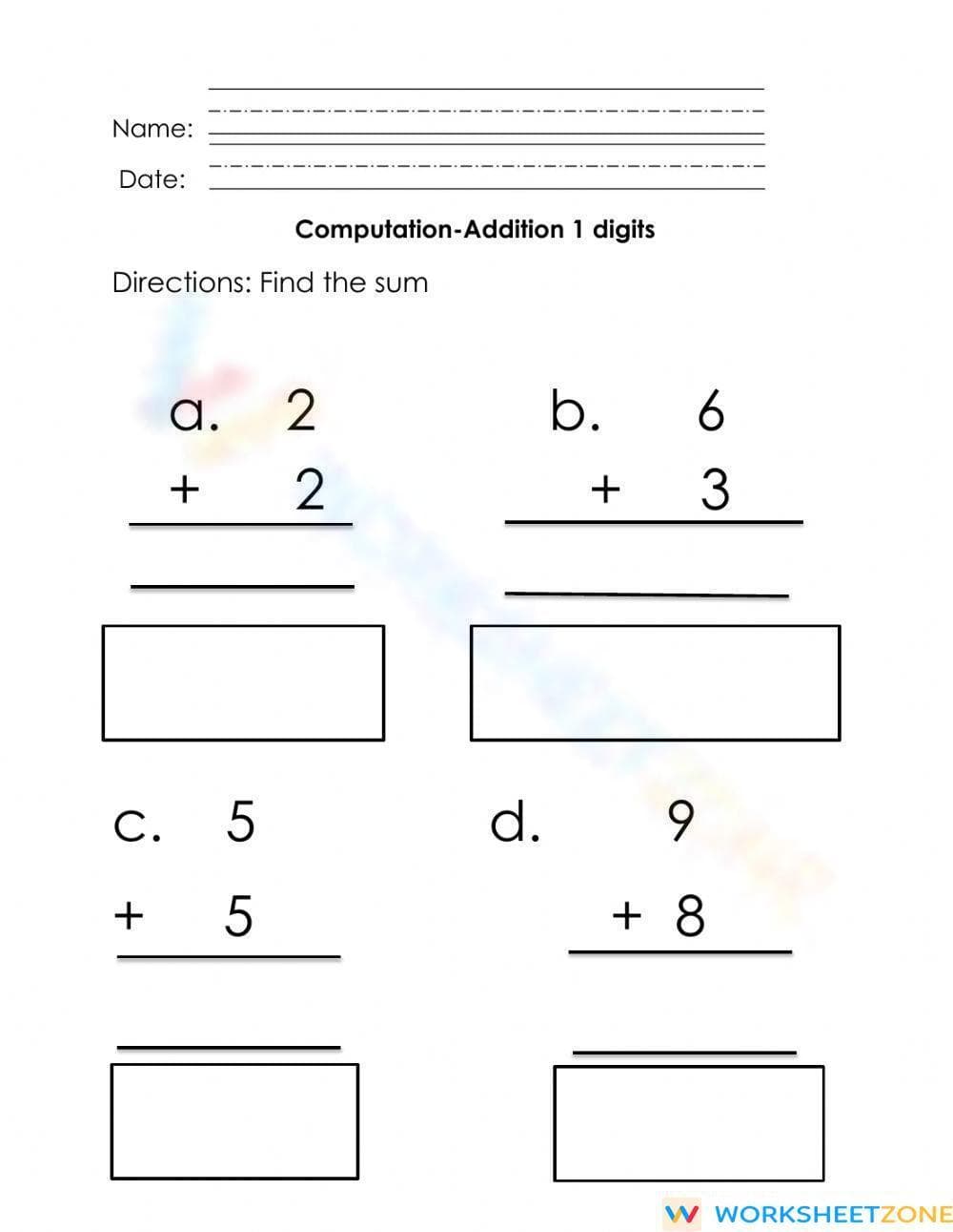 Enhance Addition Skills Worksheet - Page 1