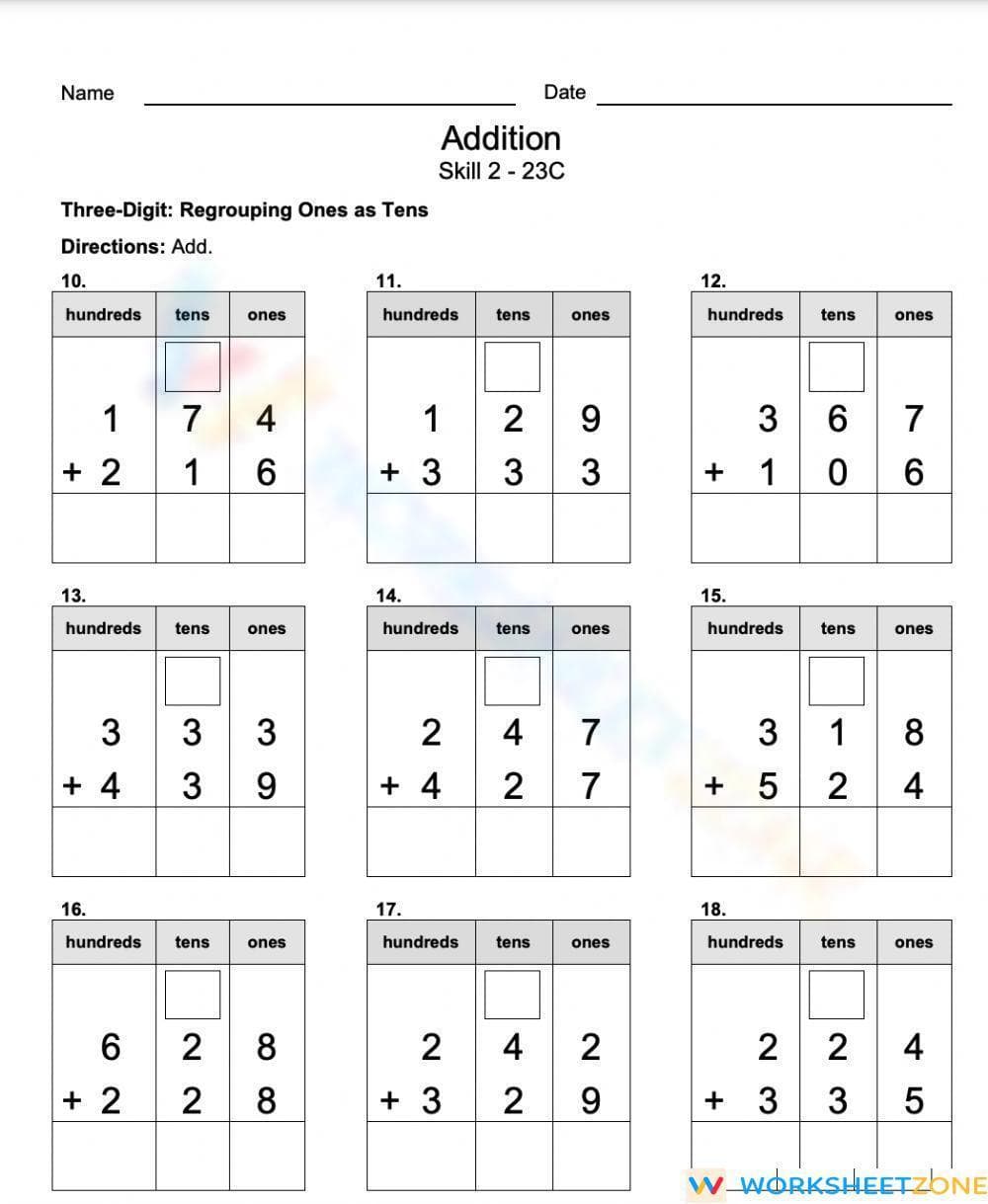 Comprehensive Addition Worksheet for Skill Building - Page 1