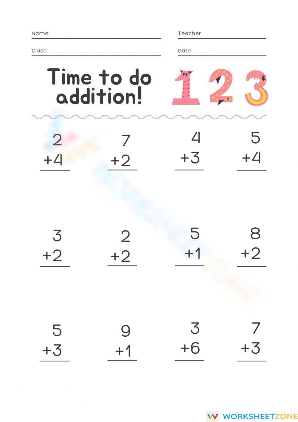 Addition Practice Worksheet for Math Skills - Page 1