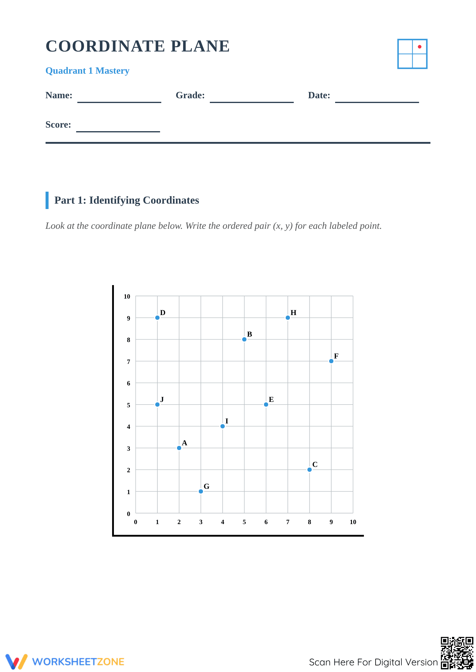 Essential Coordinate Plane Worksheet | Grade 5 Math - Page 1