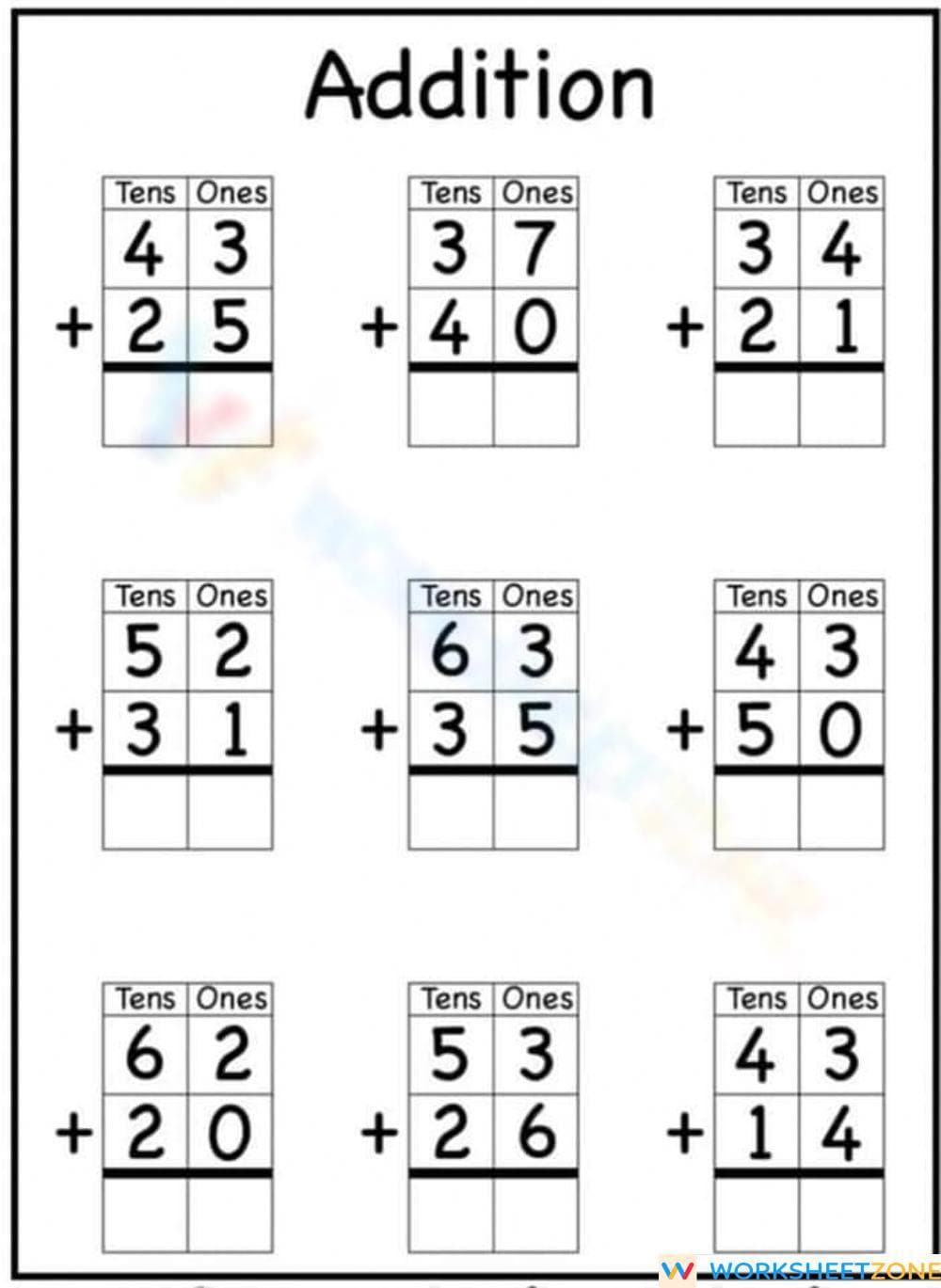 Basic Addition Worksheet for Math Beginners - Page 1