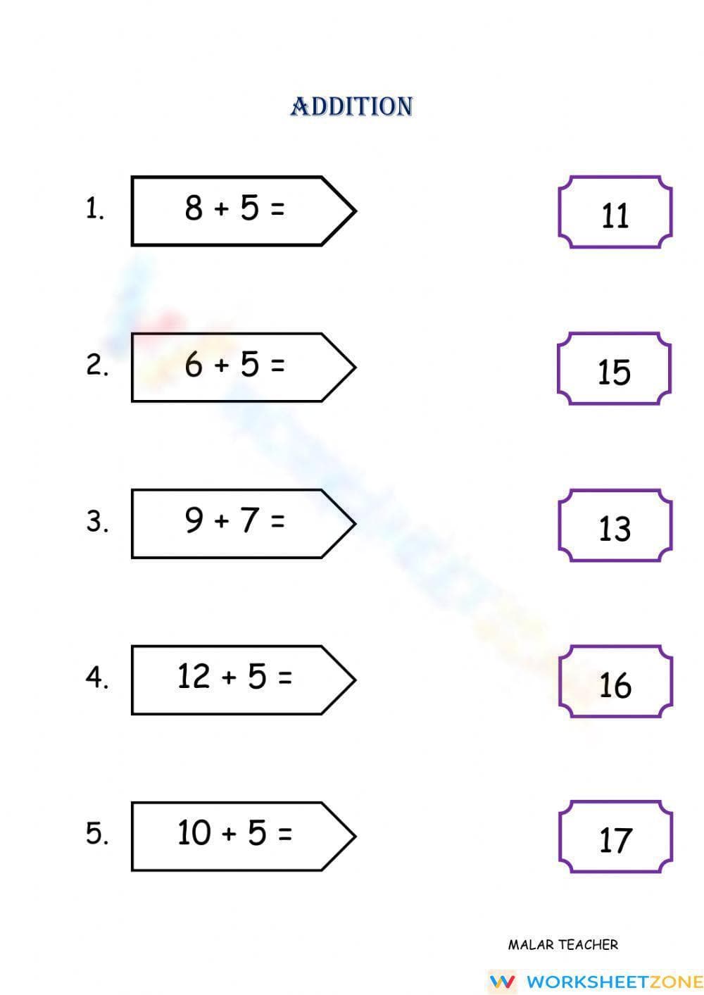 Addition Practice Worksheet for Skill Improvement - Page 1