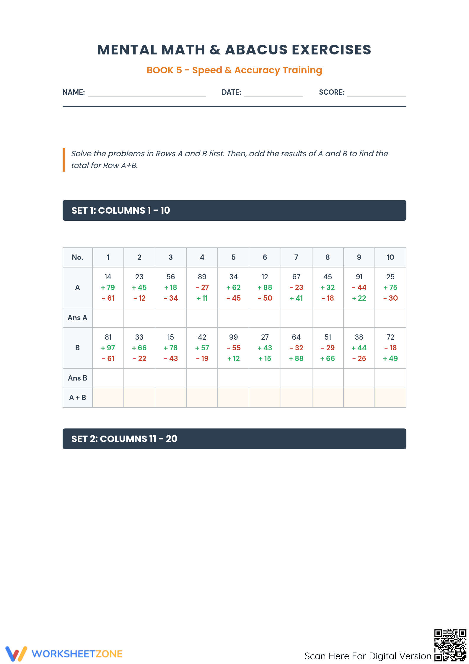 Essential Mental Math & Abacus Practice - Grades 2-5 - Page 1