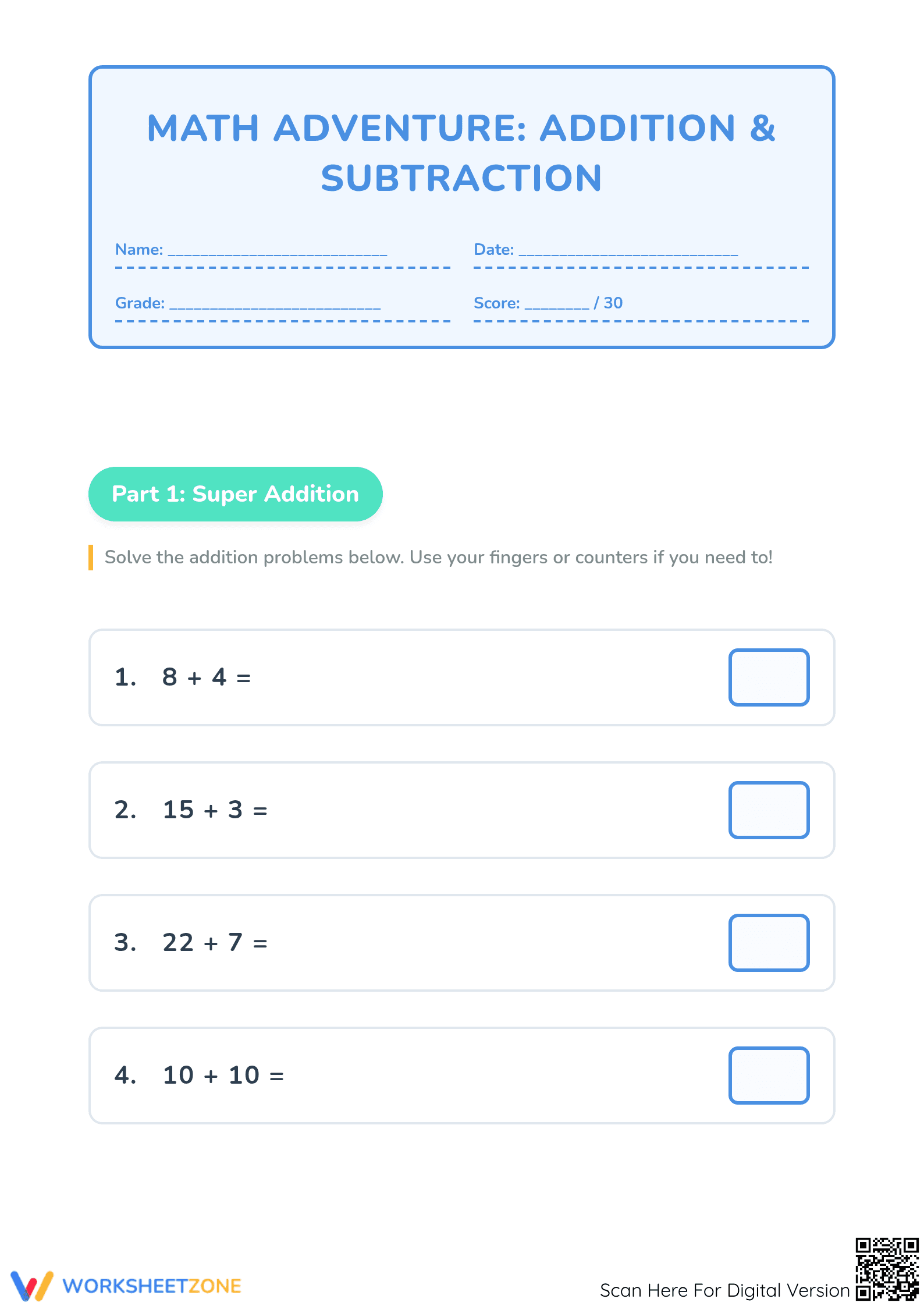 Printable Addition & Subtraction Adventure | Grade 2 Math - Page 1