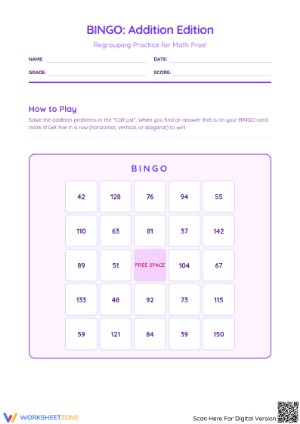 Essential Addition with Regrouping BINGO | Grade 2 Aligned