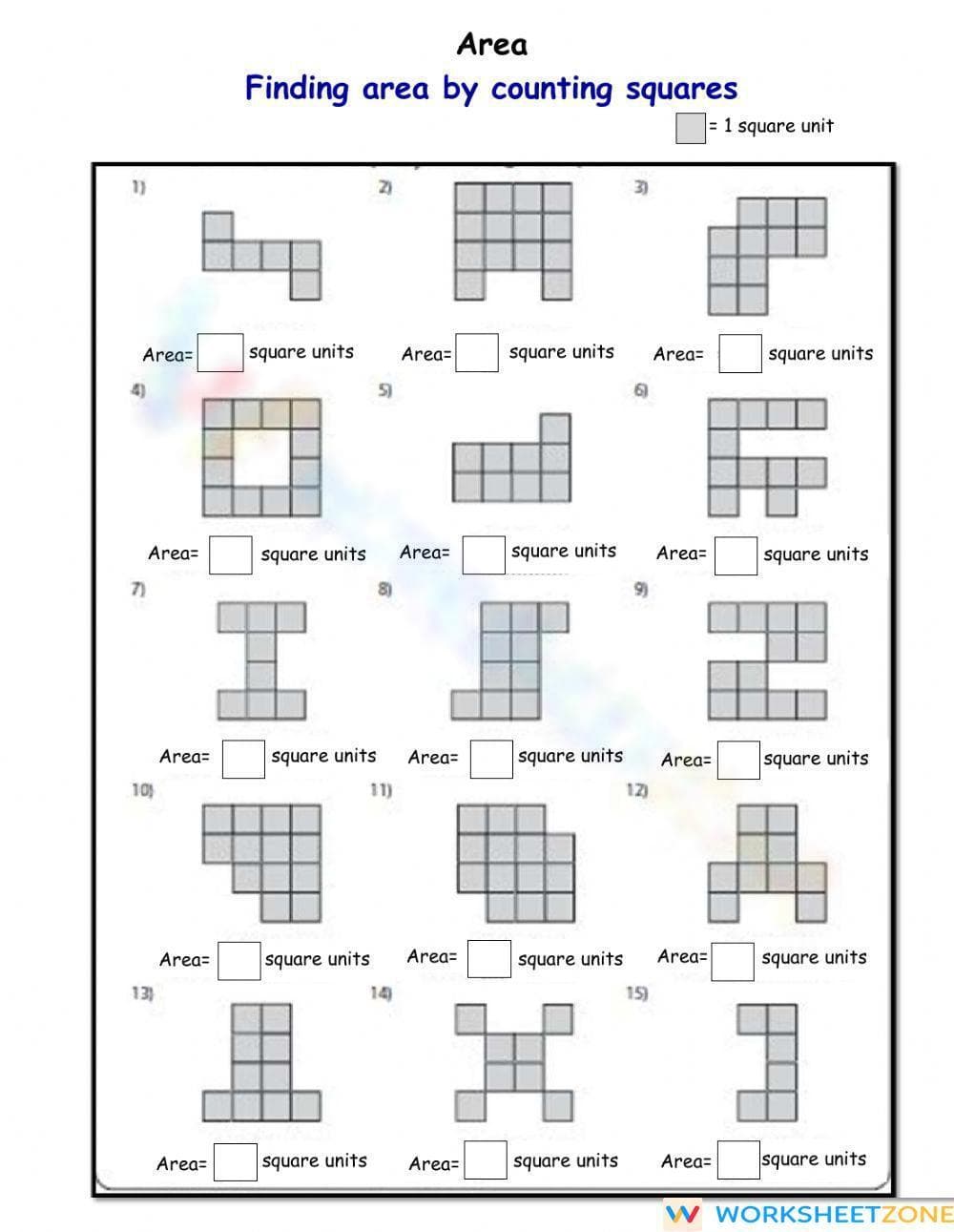 Area Practice Problems Worksheet - Page 1
