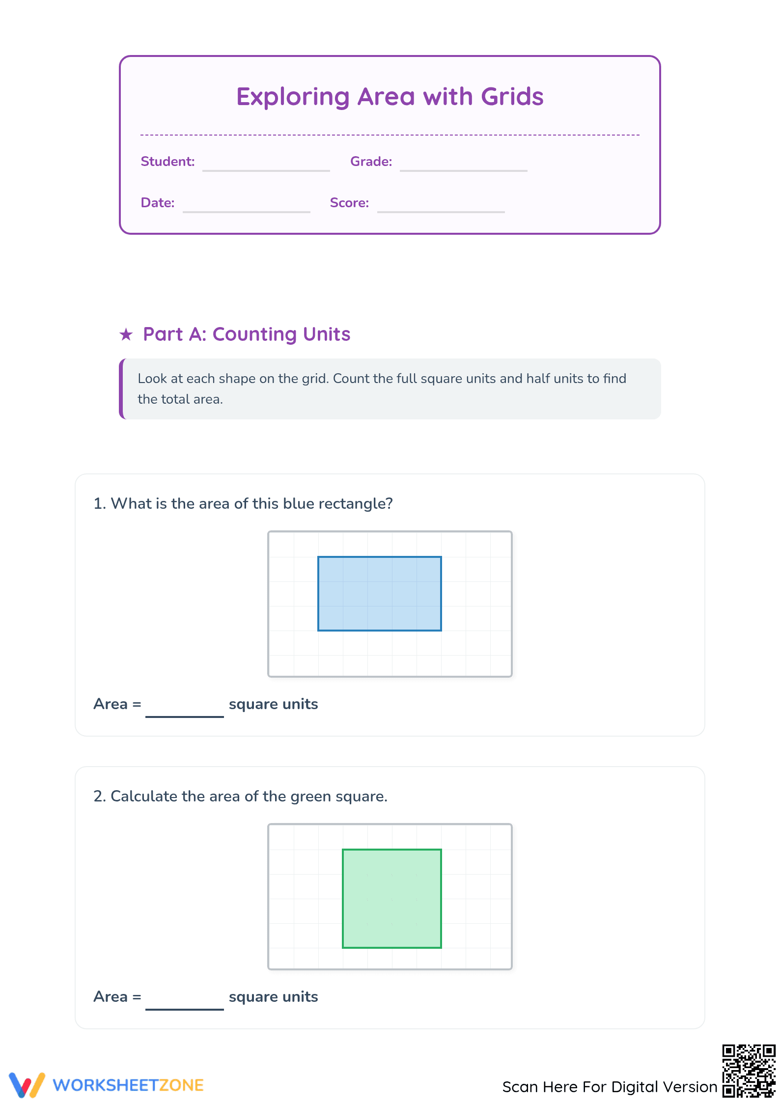 Printable Area and Perimeter Worksheet | Grade 6 Math - Page 1