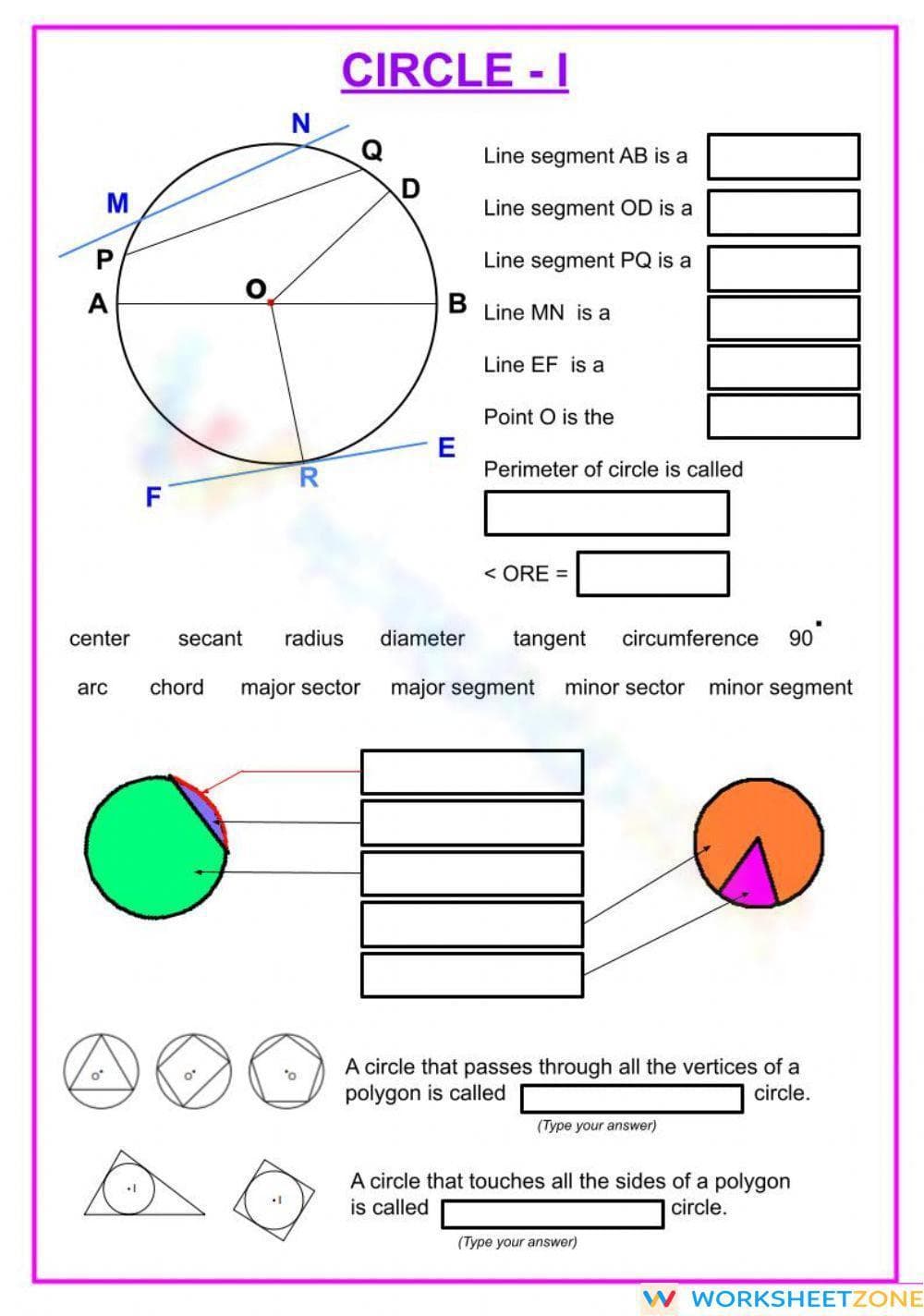 Exploring Circle Geometry Worksheet - Page 1