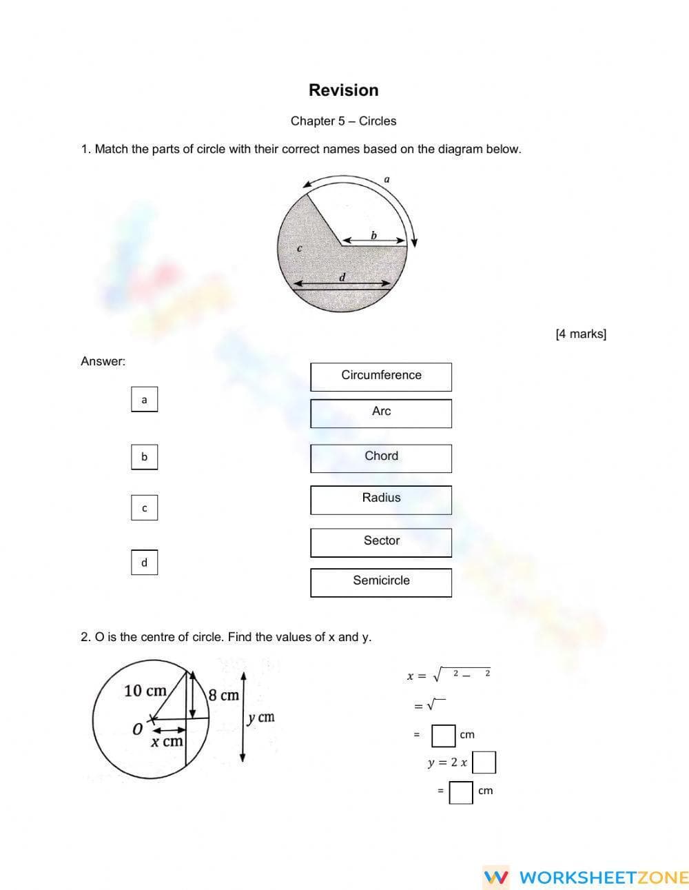 Exploring Circle Properties Worksheet - Page 1