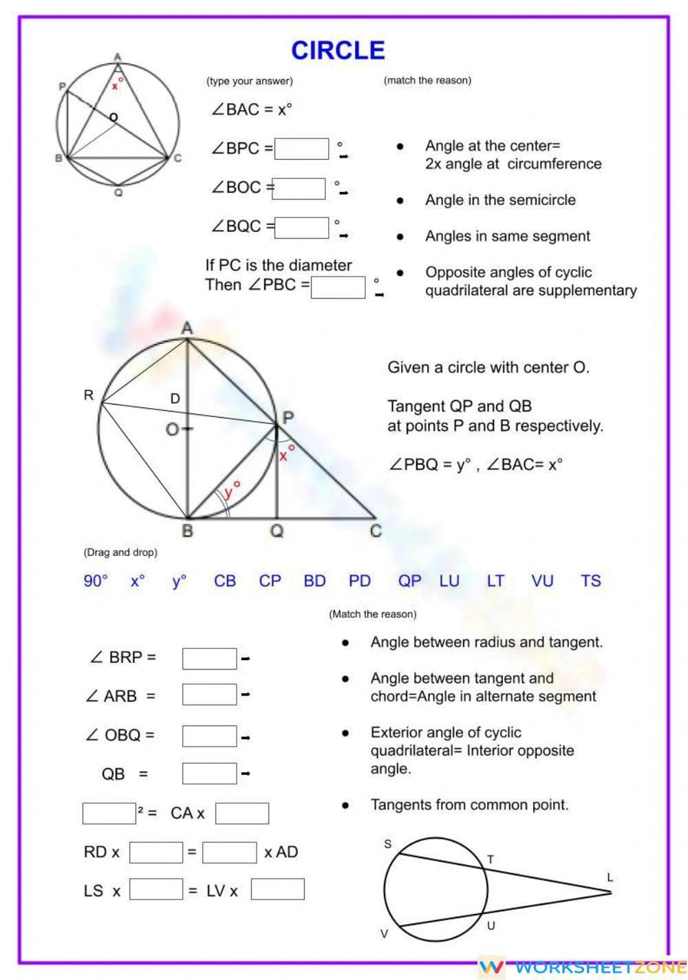 Circle Exploration Geometry Worksheet - Page 1