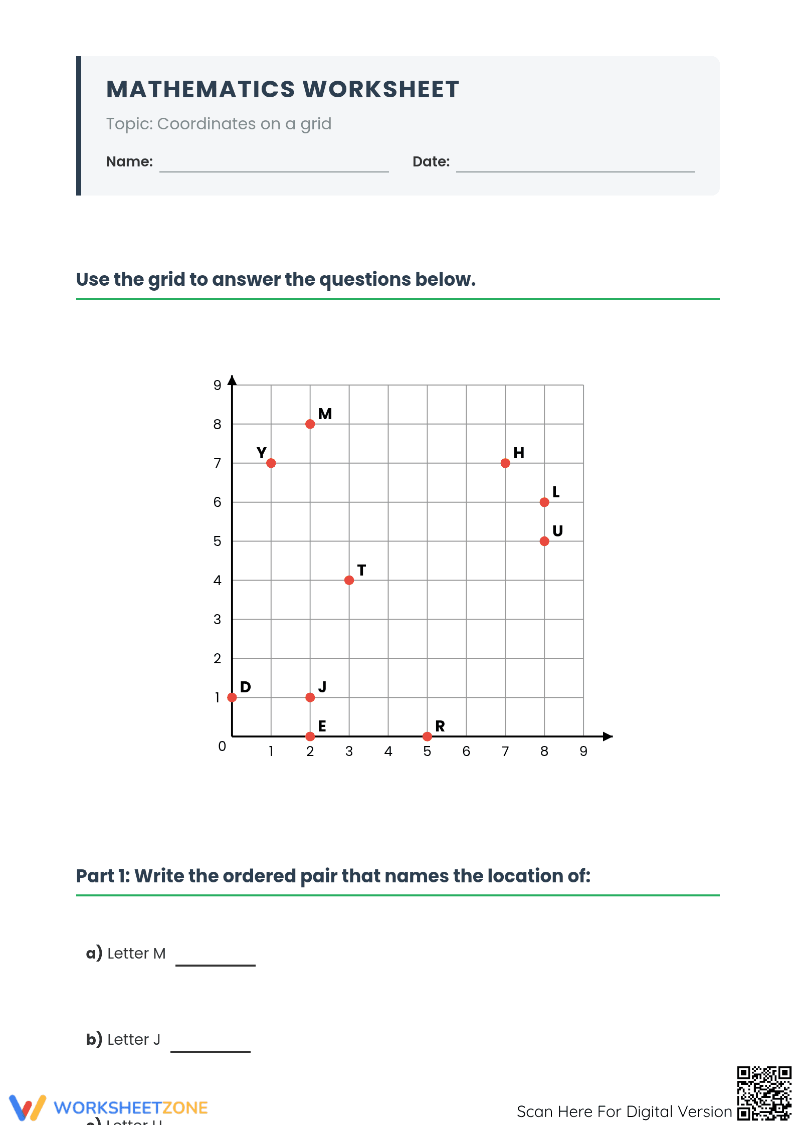 Essential Coordinates on a Grid Worksheet | Grade 5 Math - Page 1