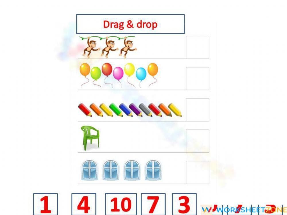 Drag & Drop Counting Activity Worksheet  - Page 1