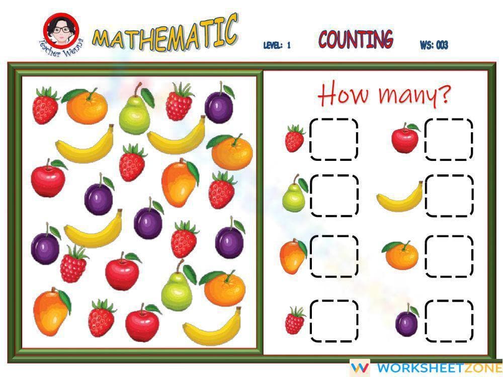 Count the Fruits Worksheet – Fun for Early Learners - Page 1