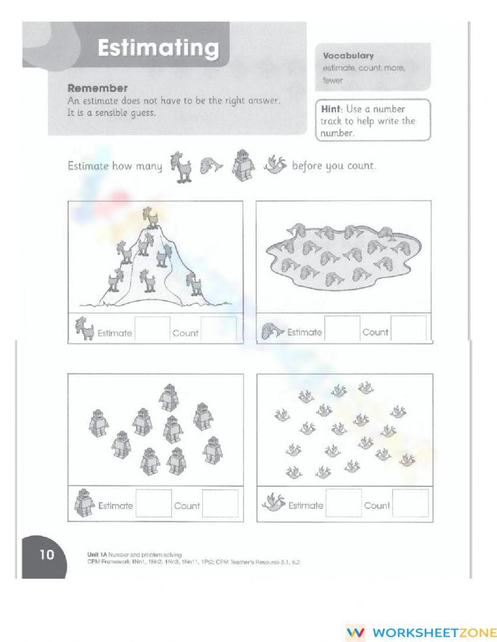 Estimate Quantities Worksheet - Page 1