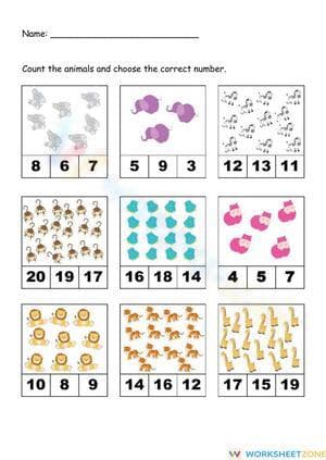Counting Numbers from 1 to 20