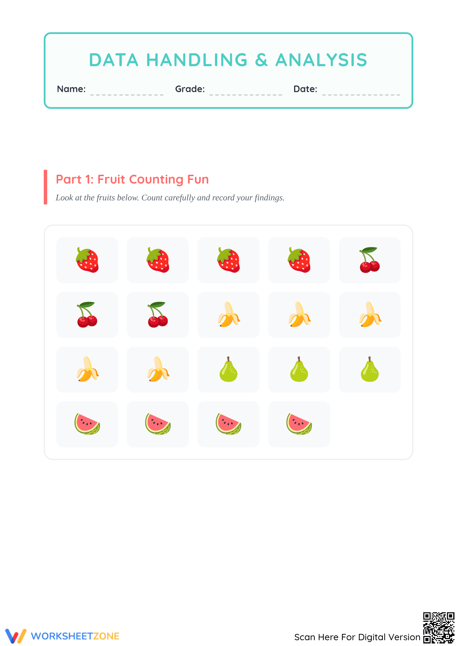 Printable Data & Graphing Worksheet | Grade 3 Math - Page 1