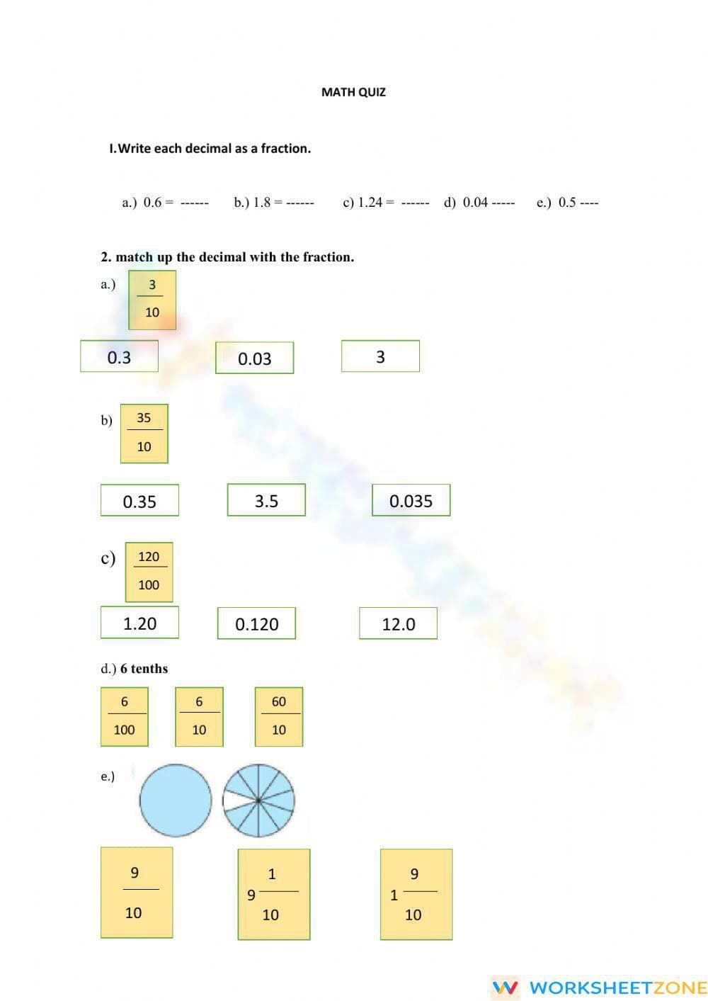 Decimals - Page 1