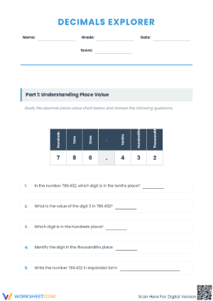 Decimals Explorer: Essential Grade 4-7 Math Practice