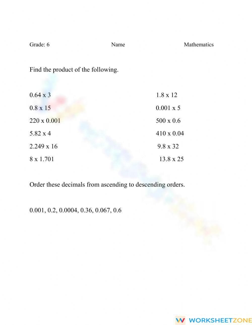 Decimals - Page 1
