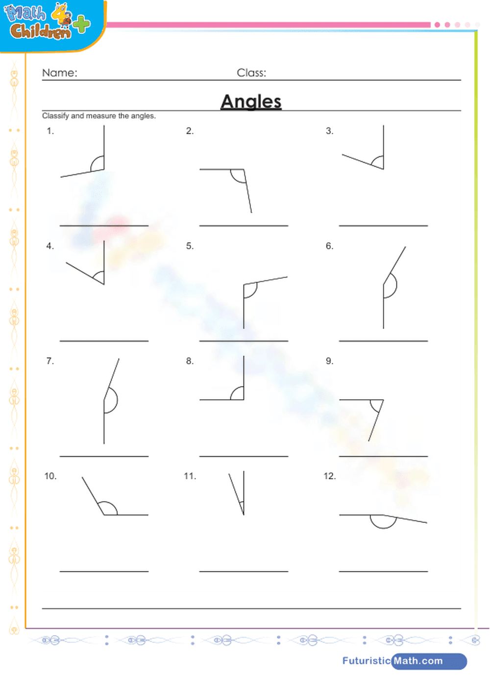 Identifying and Measuring Angles - Page 1