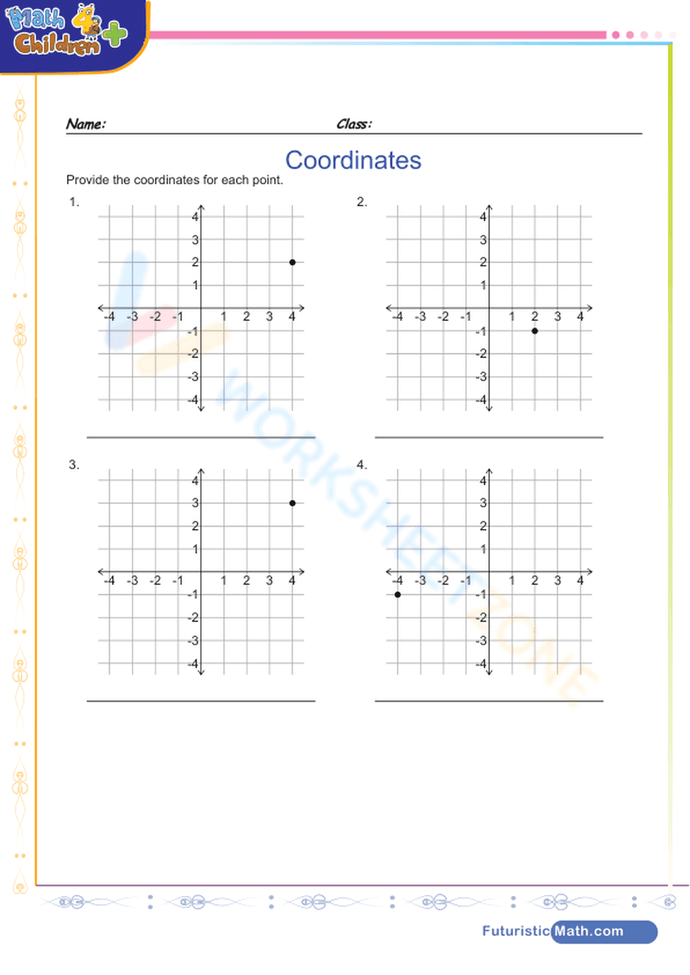 Grade 5 Coordinates — Printable No-Prep Worksheet - Page 1