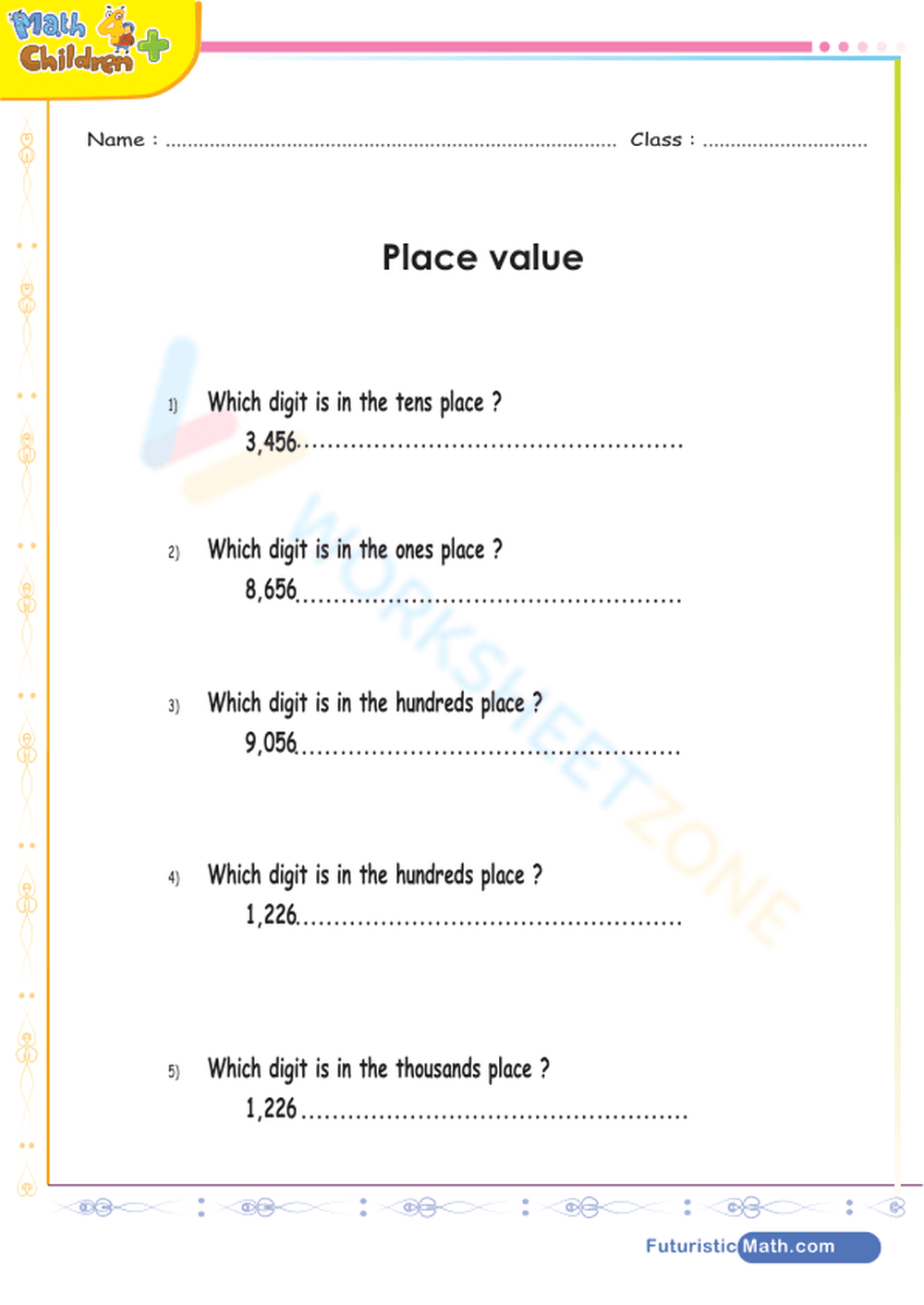 Build Place Value Skills Worksheet for Basic Math - Page 1